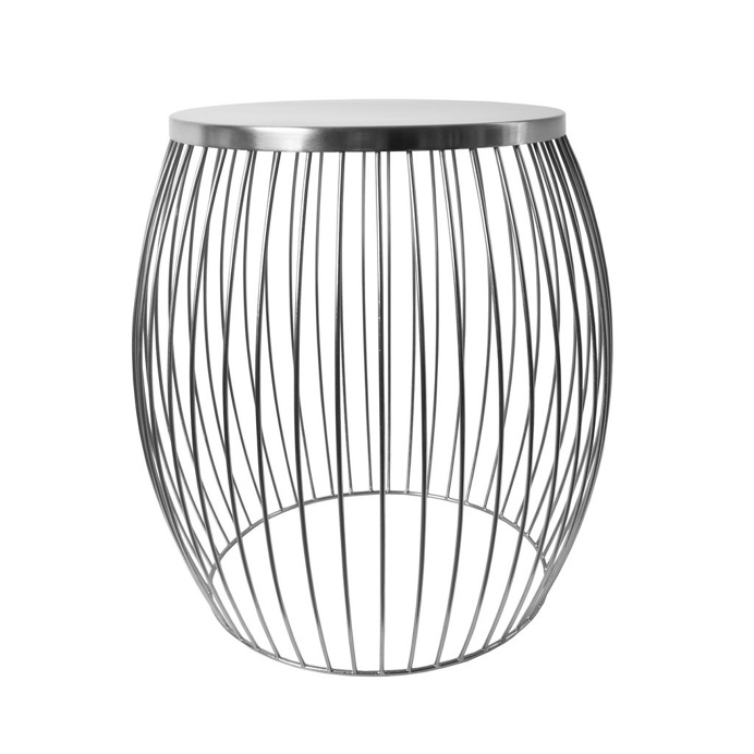 Miami Wire Stool Silver 44.5cm x 44.5cm x 47cm