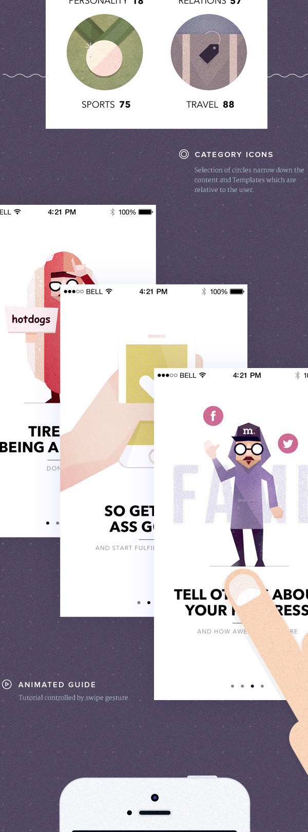 I really really really like the character design and styling of this app explanation. #ux #design #visionare #ui #illustration #app #character