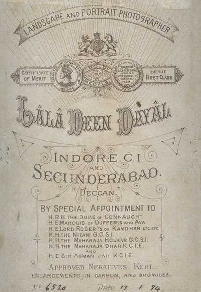 Back of Cabinet Card from Indore Studio, 13 January #text #india #vintage #type #typography