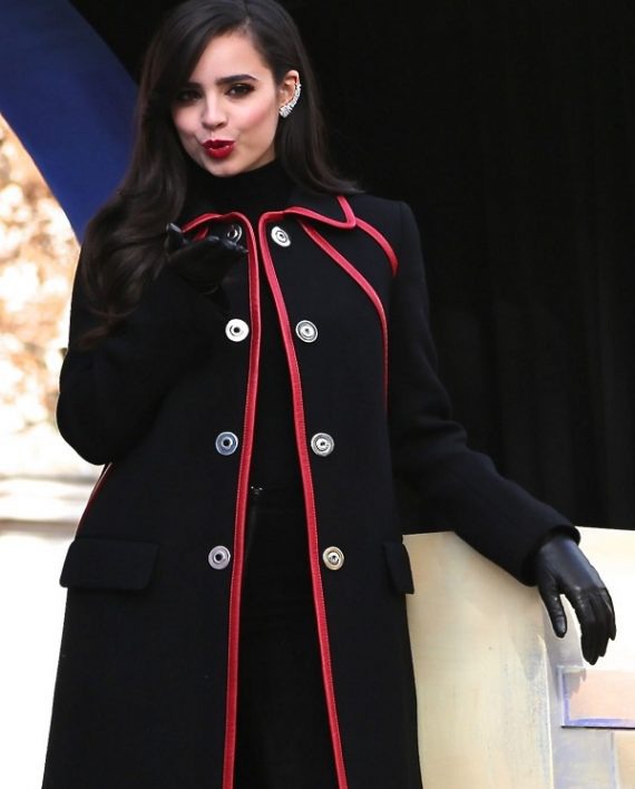Sofia Carson New York Parade Black Wool Coat