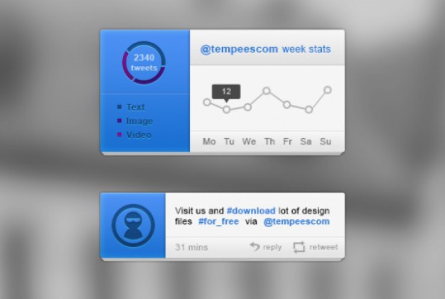 Blue ui kit with twitter blocks Free Psd. See more inspiration related to Blue, Website, Twitter, Ui, Psd, Element, Web elements, Block, Ui kit, Blocks, Horizontal, Kit, Stats and Tweet on Freepik.