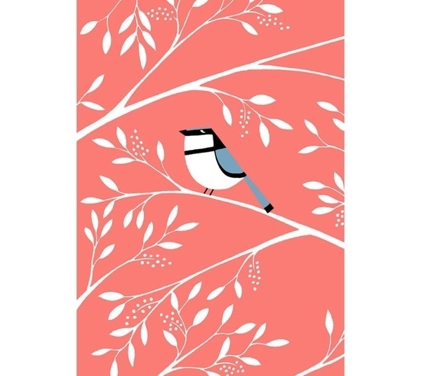 PINK #kalorkoti #pink #eleni #bird #illustration #leaves