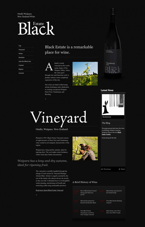 Black Estate Vineyard by Crane Brothers #website #web #web design #ui #ux