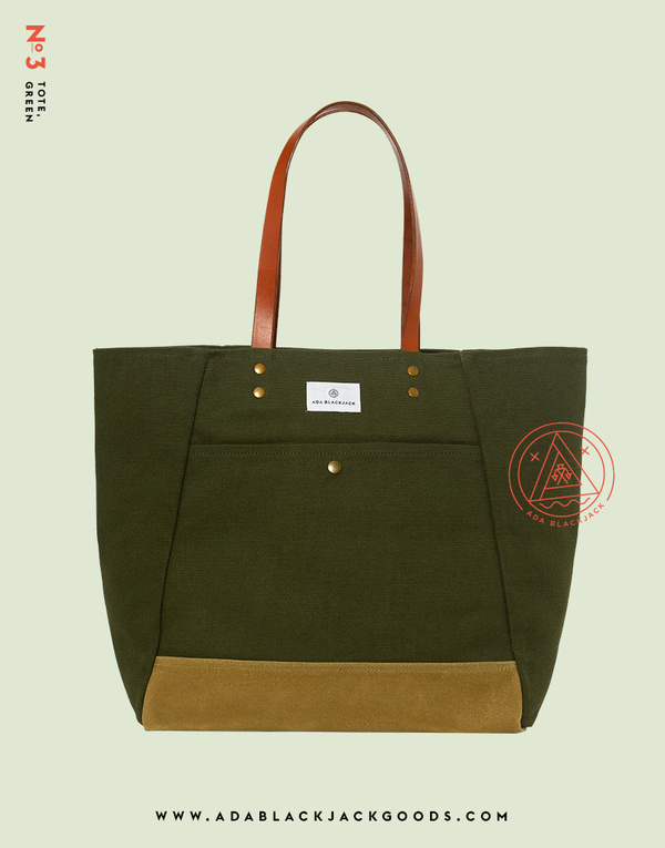 No. 3 Tote, Greenwww.adablackjackgoods.com #product #shot