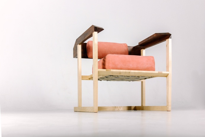ArmChair Pink Creamson Fly Massive Millworks #fly-massive-millworks #wood #interior #armchair #modernism #furniture #maple #walnut #design