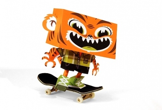 Creative Review - Paper Toys: Tougui #skateboard #tiger #paper #figures