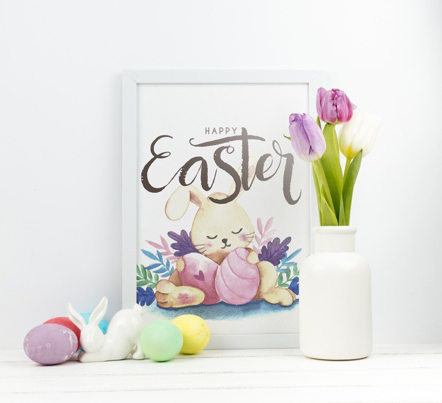 Happy easter day Free Psd. See more inspiration related to Flower, Mockup, Floral, Card, Template, Leaf, Typography, Spring, Leaves, Celebration, Happy, Font, Holiday, Mock up, Easter, Religion, Rabbit, Egg, Calligraphy, Lettering, Traditional, Greeting card, Bunny, Tulip, Up, Vase, Day, Greeting, Cultural, Tradition, Mock, Seasonal and Paschal on Freepik.