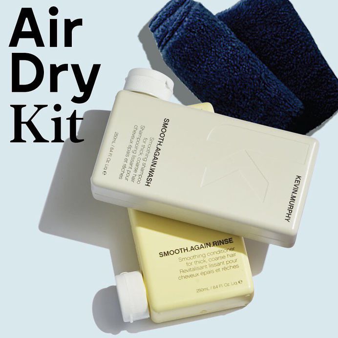 Smooth and de-frizz your hair with SMOOTH.AGAIN.WASH and RINSE - plus receive a LIMITED EDITION HAIR.HOODIE on the house with our new AIR DRY KIT! #lovekm #kevinmurphy #kevinmurphyproducts #kmholiday2017