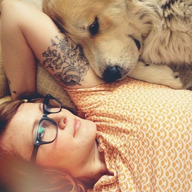 Floral tattoo… and cute snuggly dog #ink #body #art #typography