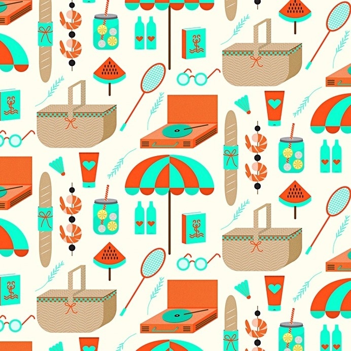 http://www.anatypestype.com #picnic #shrimp #vinyl #glasses #bread #lemonade #badminton #sun #watermelon