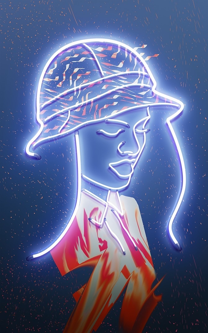 Lights by Vasya Kolotusha #pattern #woman #lights #illustration #art #kolotusha #neon