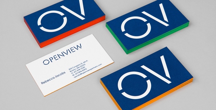 Openview branding corporate design blue Pentagram UK England London Mindsparkle Mag stationery blue marine typography designer business card
