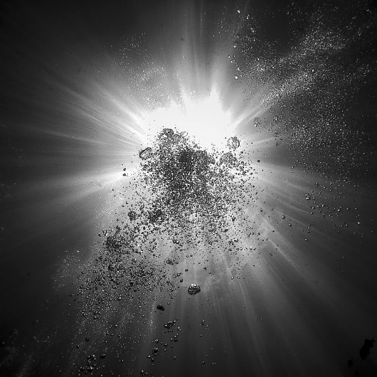 Ascend #photography #black and white #light #bubbles #underwater
