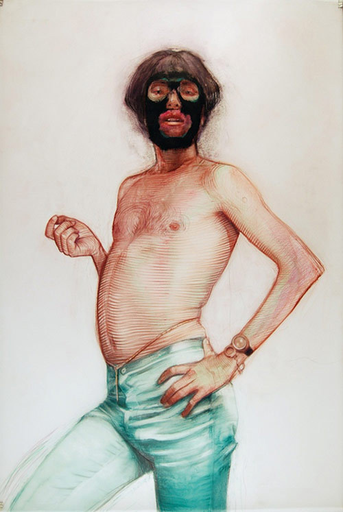 Drawings by artist Geoffrey Chadsey #mask #figure #portrait #drawing