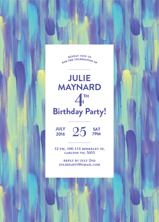 Paint Strokes - Birthday Invitations #paperlust #paper #cards #print #digitalcards #design #birthday #birthdayinvitation #invitation #weddi