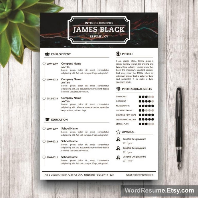 Looking for a professional resume template? The unisex James Black resume design is for you. The grey sidebar is modern, professional, and c