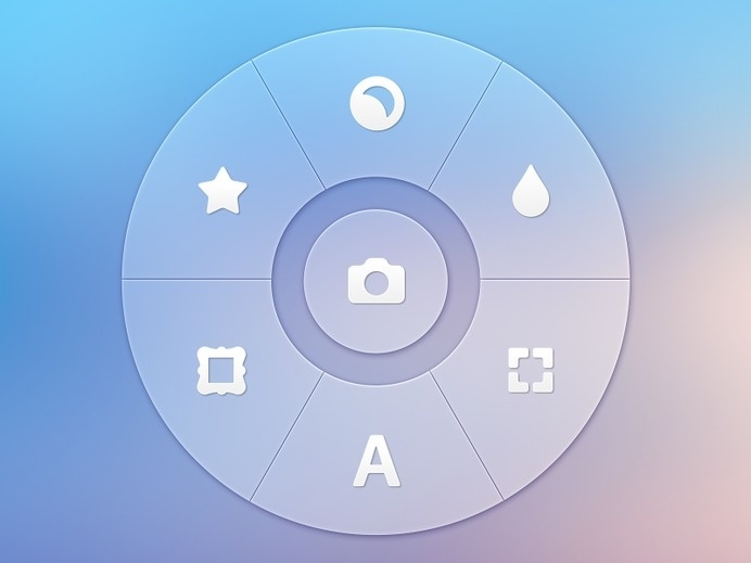 Photo App - Radial Controller by http://ramotion.com #user #inspiration #photos #ux #8 #design #application #appstore #interface #ui #experience #iphone #app #mobile #ios #gui #buttons