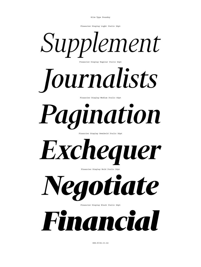 Financier Typeface Family by Klim Type Foundry / Kris Sowersby / AGDA Awards