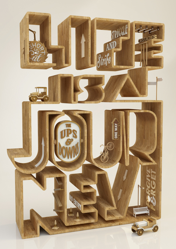 Life is a Journey By Duncan Sham #render #print #poster #type #3d #typography