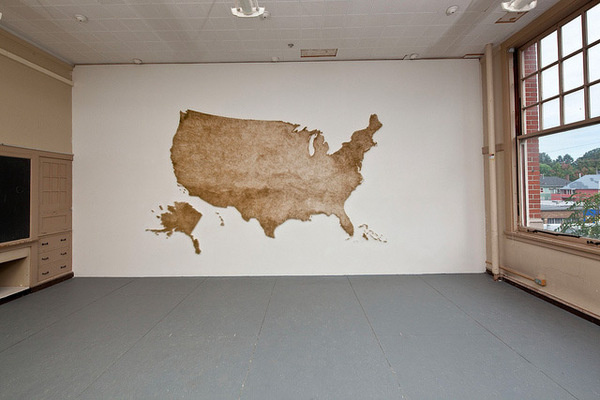 United States Map Made from Thousands of Wood Matches by Claire Fontaine #sculpture #matchsticks #art