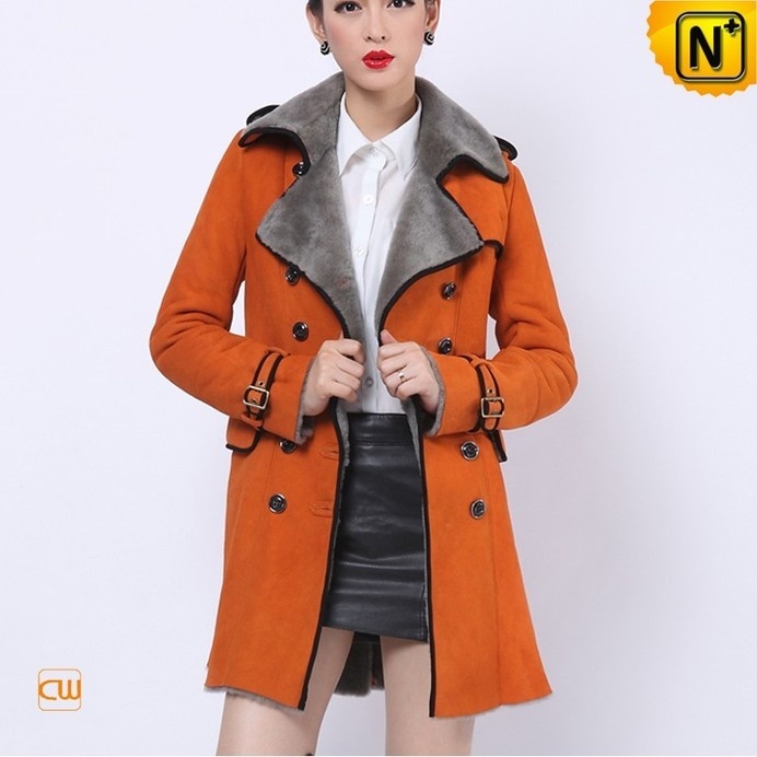 Ladies Genuine Shearling Pea Coat CW644108 #ladies #shearling #coat