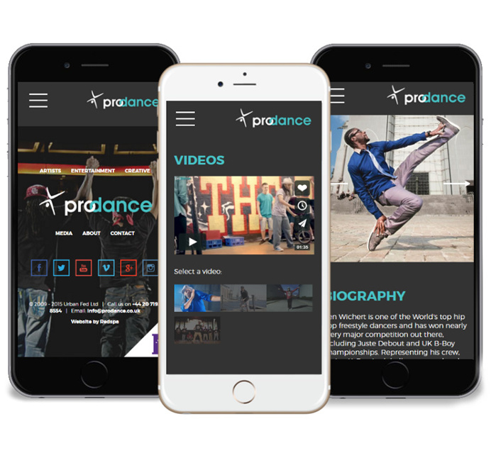 ProDance responsive website design, by Redspa http://redspa.uk