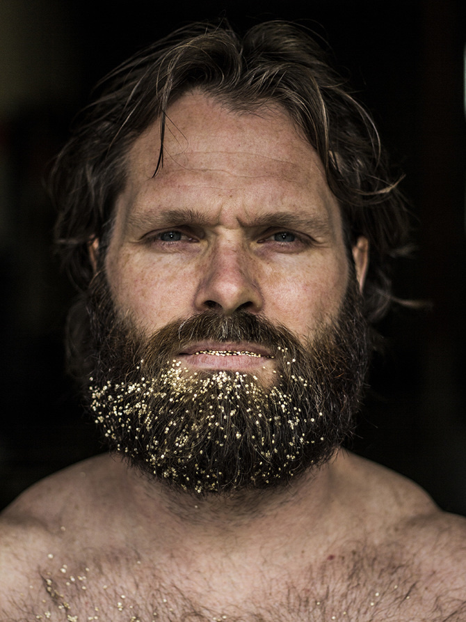 Portrait of food consumption #food #portrait #man #beard #seeds