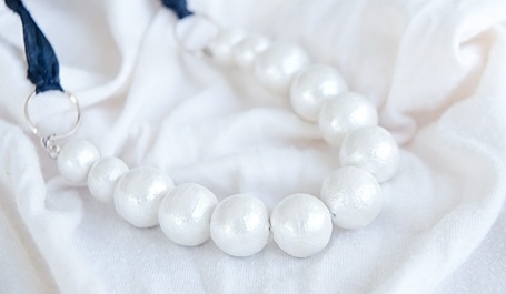 コットンパールとシルクリボンのネックレス * necklace * rimix #fashion #accessory