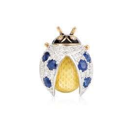 Sapphire And Diamond Enamel Brooch/Pendant