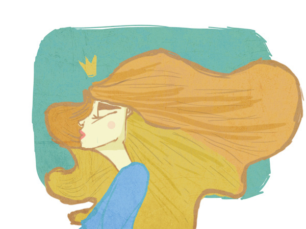 Queen #crown #lips #queen #illustration #blonde #gold #blue #drawing #green