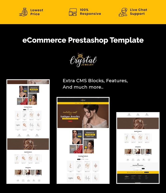 #Crystal - #Jewelry & #Imitation Store #Prestashop #Responsive #Theme | #TemplateTrip #eCommerce #Website #Template