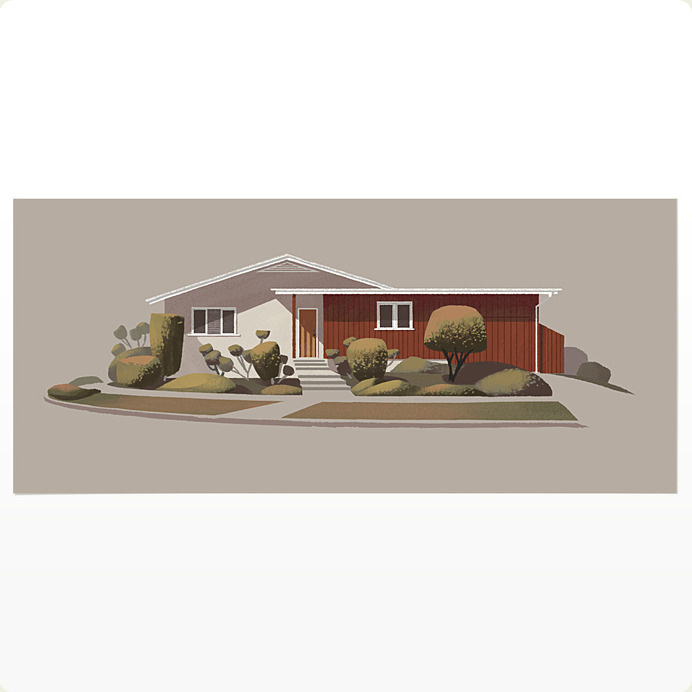 Chris Turnham's Print Shop — Mid-Century Ranch on Rowena #chris #house #ranch #turnham #illustration #giclee