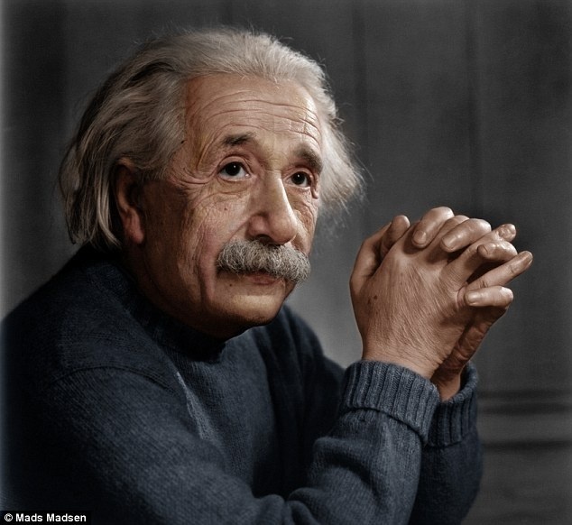 Ingenious: Albert Einstein's thoughtful brilliance is clear to see in this updated photograph #einstein #photography