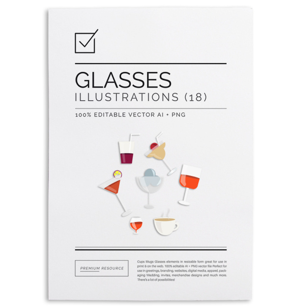 Cups Mugs Glasses Clip Art $3.50