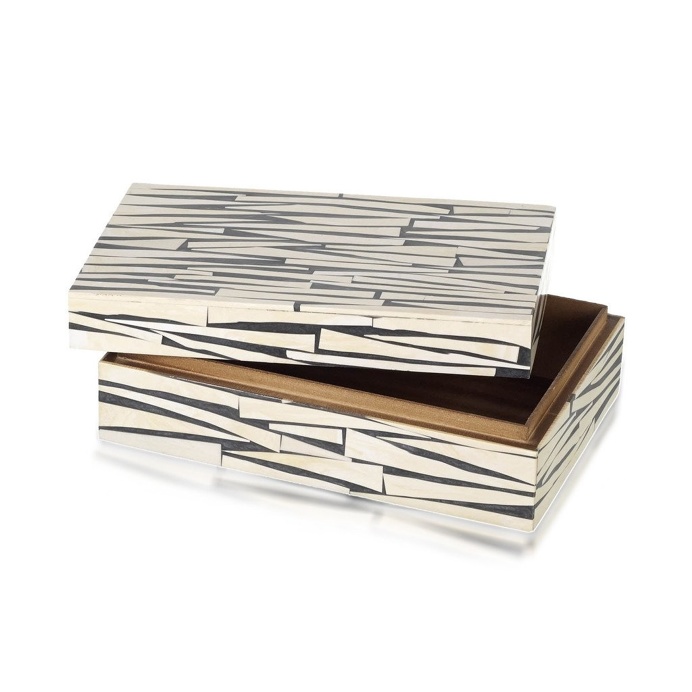 Box Zebra Black And Ivory 7.5cm x 24cm x 16cm