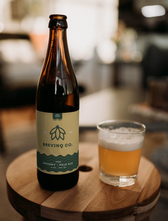 Beer Bottle Mockup with Glass