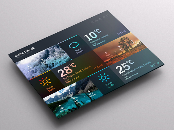 Weather Dashboard // Global Outlook UI/UX on Behance #flat #pattern #weather #map #ui #clean #dashboard #photoshop #app #gradient