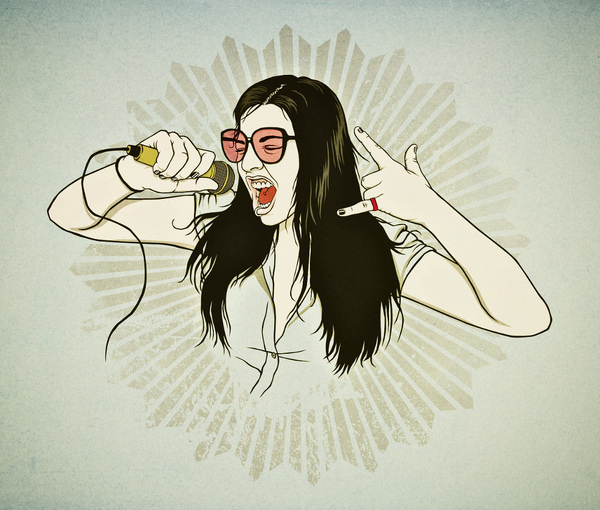PORTRAITS RONLEWHORN INDUSTRIES #teeth #sunglasses #ronlewhorn #microphone #scream #illustration #portrait #scamihorn #vintage #musician #singer
