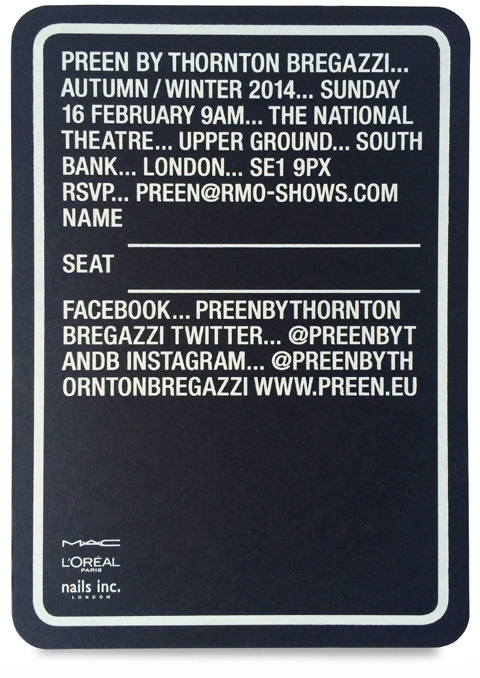 StudioThomson – Preen AW14 #fashion #invitation #typography