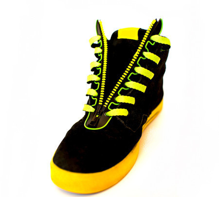 Tired of tying your shoelaces? Replace them with these zippers and you will never have to keep retying them. #shoes #design #zipper #product #industrial
