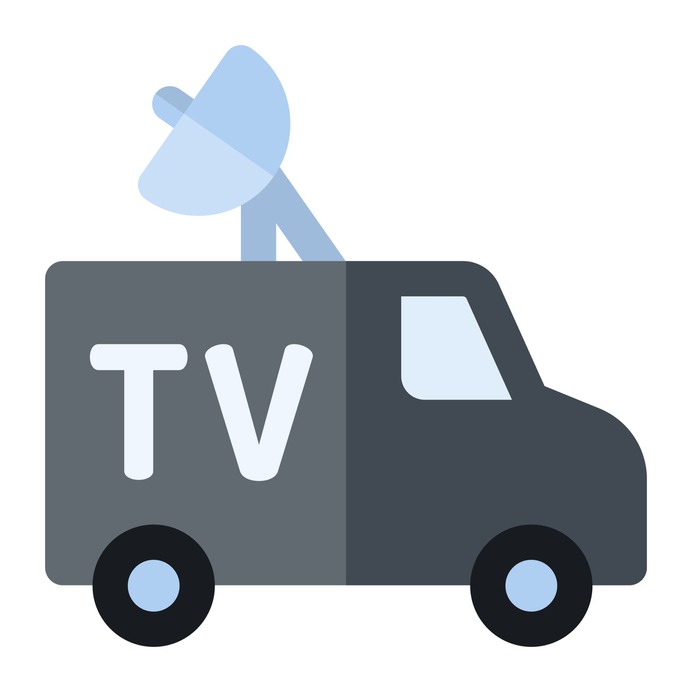 See more icon inspiration related to news, tv, van, reporter, satellite, transportation, automobile, television, communications, signal, car, vehicle and transport on Flaticon.