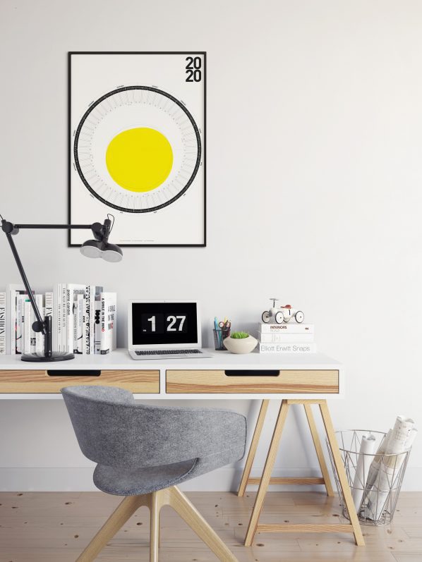 2020 Circular Calendar PRINT-VERSION- sun - 60º-50º-40º-north of the equator - The Circular Calendar for the year 2020