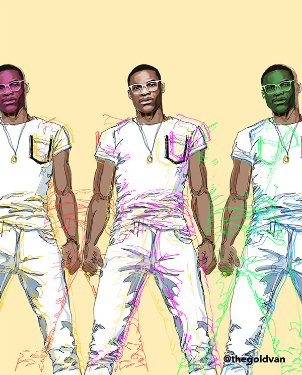 An Illustrated History of Russell Westbrook on Behance #jeans #design #complex #illustration #russell #religion #brand #art #westbrook #true #paint #portrait #fashion