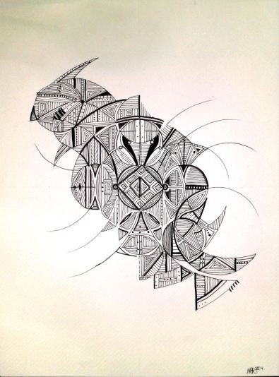 Parrot by Nadja Christin #parrot #abstract #drawing #illustration #black #white