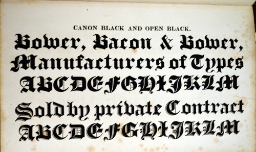 Daily Type Specimen | Blackletter from Bower and Bacon's 1836 Catalog. #typography