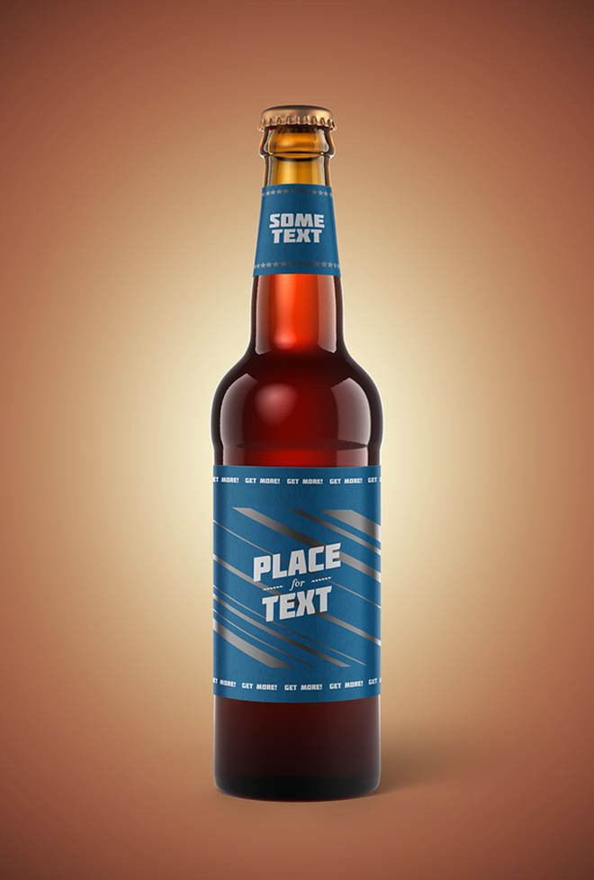 Retro Beer Bottle Mockup PSD