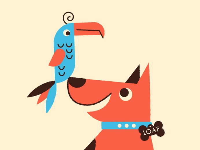 Toucan and Dog visual design ui flat design illustrator illustration friends mid century modern mid-century dog toucan