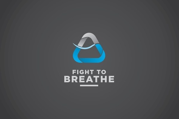 Fight to Breathe #mountain #asbestos #triangle #gradient #blue #shades #3d #grey