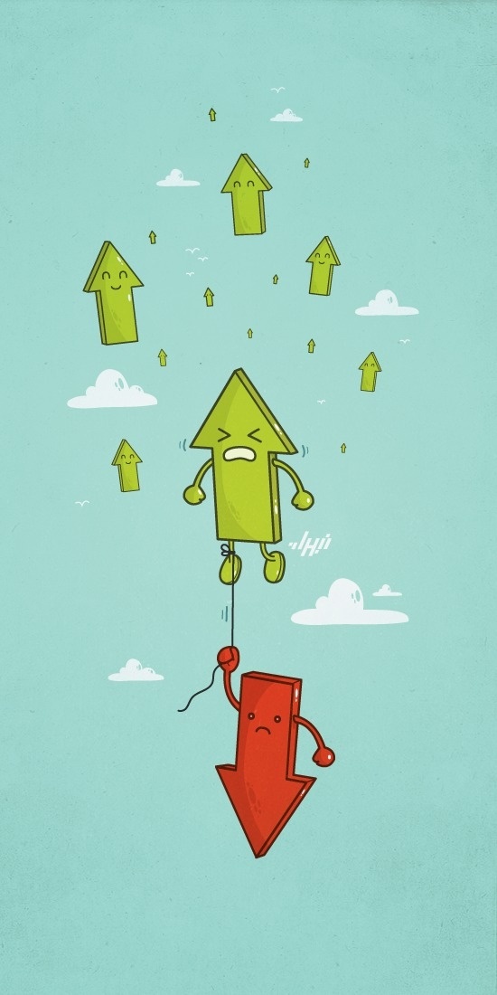 Negativity | Must be printed #red #arrows #floating #illustration #cute #negativity #green