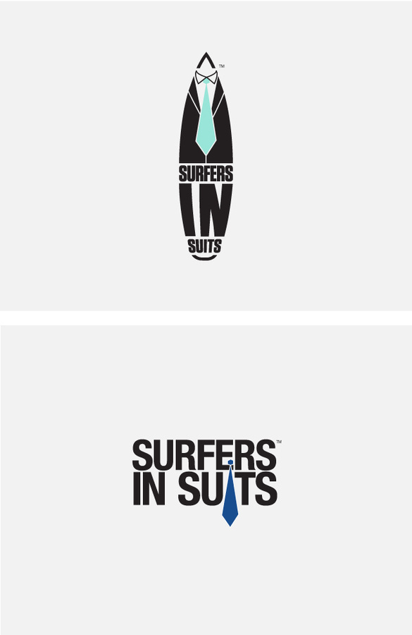 Surfers In Suits Mila #ocean #water #surf #group #surfing #black #corporate #illustration #sea #logo #blue #green
